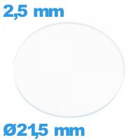 Verre circulaire en verre minéral 21,5 mm de montre