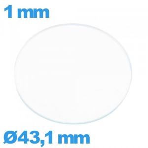 Verre de montre 43,1 mm en verre minéral circulaire