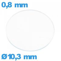 Verre 10,3 mm circulaire de montre en verre minéral