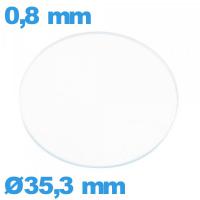 Verre en verre minéral circulaire de montre 35,3 mm