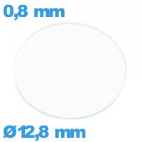 Verre circulaire verre minéral 12,8 mm montre