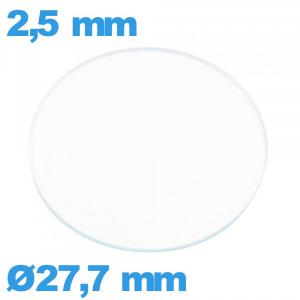 Verre 27,7 mm montre en verre minéral circulaire