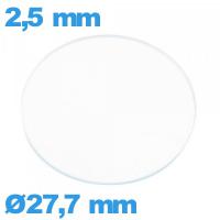 Verre 27,7 mm montre en verre minéral circulaire