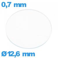 Verre de montre 12,6 mm en verre minéral circulaire