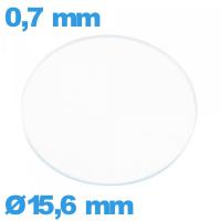 Verre de montre 15,6 mm verre minéral circulaire
