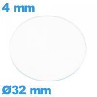 Verre 32 mm circulaire de montre verre minéral