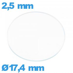 Verre 17,4 mm circulaire montre verre minéral