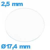 Verre 17,4 mm circulaire montre verre minéral