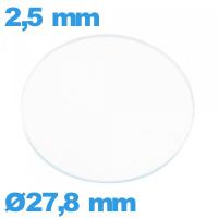 Verre en verre minéral de montre circulaire 27,8 mm