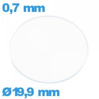 Verre en verre minéral montre circulaire 19,9 mm