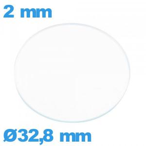 Verre 32,8 mm montre circulaire en verre minéral