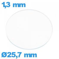 Verre circulaire 25,7 mm en verre minéral montre
