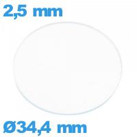 Verre montre en verre minéral 34,4 mm circulaire