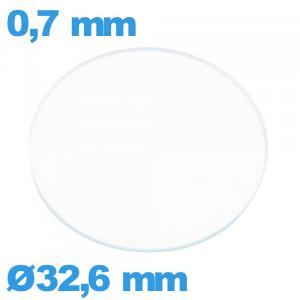 Verre circulaire en verre minéral 32,6 mm montre