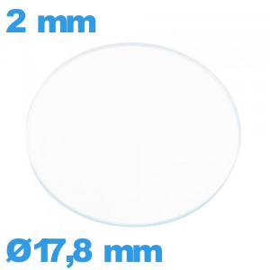 Verre montre en verre minéral circulaire 17,8 mm
