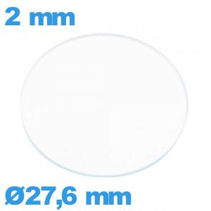 Verre montre 27,6 mm en verre minéral circulaire