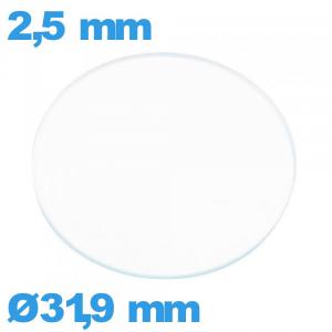 Verre circulaire 31,9 mm verre minéral de montre