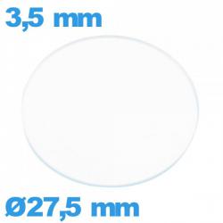 Verre verre minéral circulaire 27,5 mm de montre