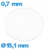 Verre 15,1 mm montre verre minéral circulaire