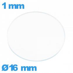 Verre circulaire 16 mm en verre minéral pour montre