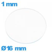 Verre circulaire 16 mm en verre minéral pour montre