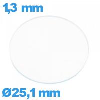 Verre circulaire verre minéral 25,1 mm de montre