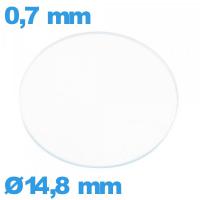 Verre verre minéral de montre circulaire 14,8 mm