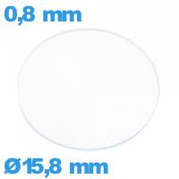 Verre 15,8 mm de montre circulaire verre minéral