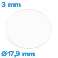 Verre circulaire 17,9 mm en verre minéral montre