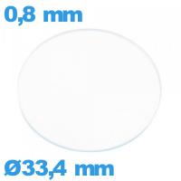 Verre de montre 33,4 mm verre minéral circulaire