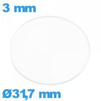 Verre de montre en verre minéral circulaire 31,7 mm