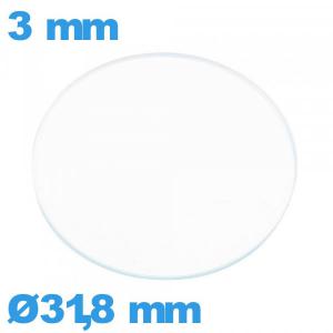 Verre 31,8 mm de montre en verre minéral circulaire