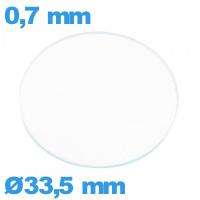 Verre de montre en verre minéral 33,5 mm circulaire