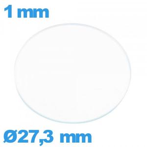 Verre montre 27,3 mm verre minéral circulaire