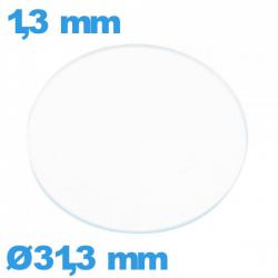 Verre montre 31,3 mm en verre minéral circulaire