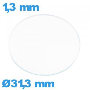 Verre montre 31,3 mm en verre minéral circulaire