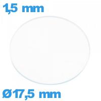 Verre 17,5 mm circulaire pour montre verre minéral