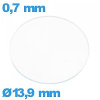 Verre montre verre minéral circulaire 13,9 mm