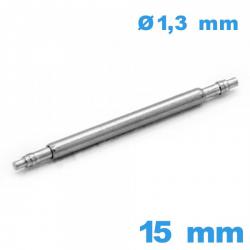 Springbar à ressort Suisse pour montre 15mm d :1,3 mm épaulement simple Téléscopique 