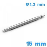 Springbar à ressort Suisse pour montre 15mm d :1,3 mm épaulement simple Téléscopique 