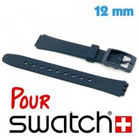 Bracelet de Montre Silicone lisse Bleu 12 mm pour Swatch