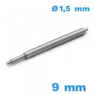 1 Springbar à ressort Téléscopique d'un côté qualité Suisse 9 mm pour bracelet montre diam : 1,5 mm ISOSWISS épaulement double