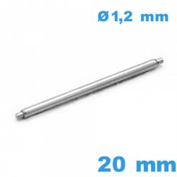1 Springbar à ressort Téléscopique qualité Suisse 20 mm pour bracelet montre diam : 1,2 mm  épaulement simple