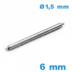 1 Springbar Non téléscopique Suisse 6 mm pour montre diam : 1,5 mm  épaulement simple