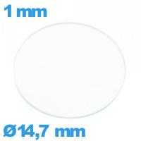 Verre 14,7 mm pour montre en verre minéral circulaire