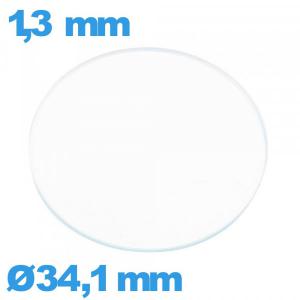 Verre verre minéral circulaire 34,1 mm montre