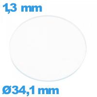 Verre verre minéral circulaire 34,1 mm montre