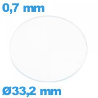 Verre circulaire en verre minéral 33,2 mm pour montre