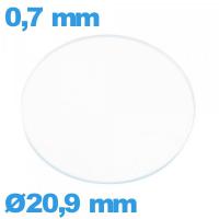 Verre montre en verre minéral 20,9 mm circulaire
