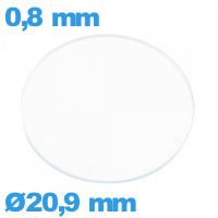 Verre circulaire 20,9 mm montre en verre minéral
